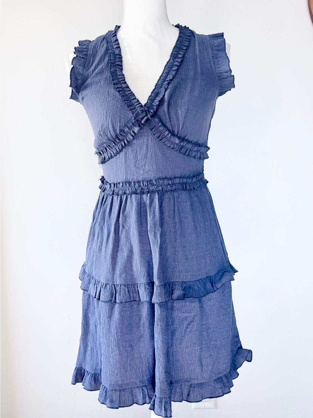 Pinch Navy Blue Ruffled Hem Dress